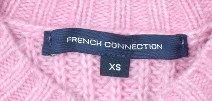 French Connection Women's Pink XS Chunky-Knit Jumper