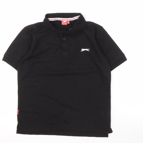 Slazenger Boys Black Polo, Size 146, Short Sleeve, Logo Accent