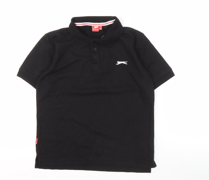 Slazenger Boys Black Polo, Size 146, Short Sleeve, Logo Accent