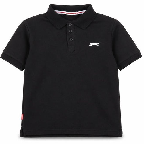 Slazenger Boys Black Polo, Size 146, Short Sleeve, Logo Accent