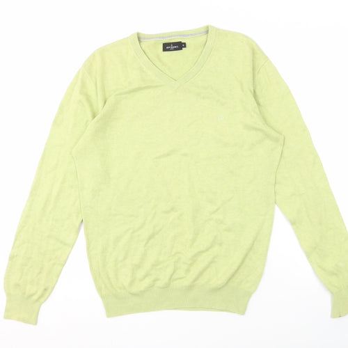 Jeff Banks Men's Green S V-Neck Cotton Pullover Jumper