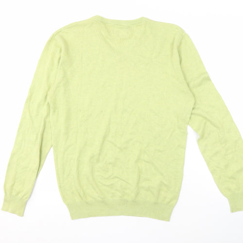 Jeff Banks Men's Green S V-Neck Cotton Pullover Jumper