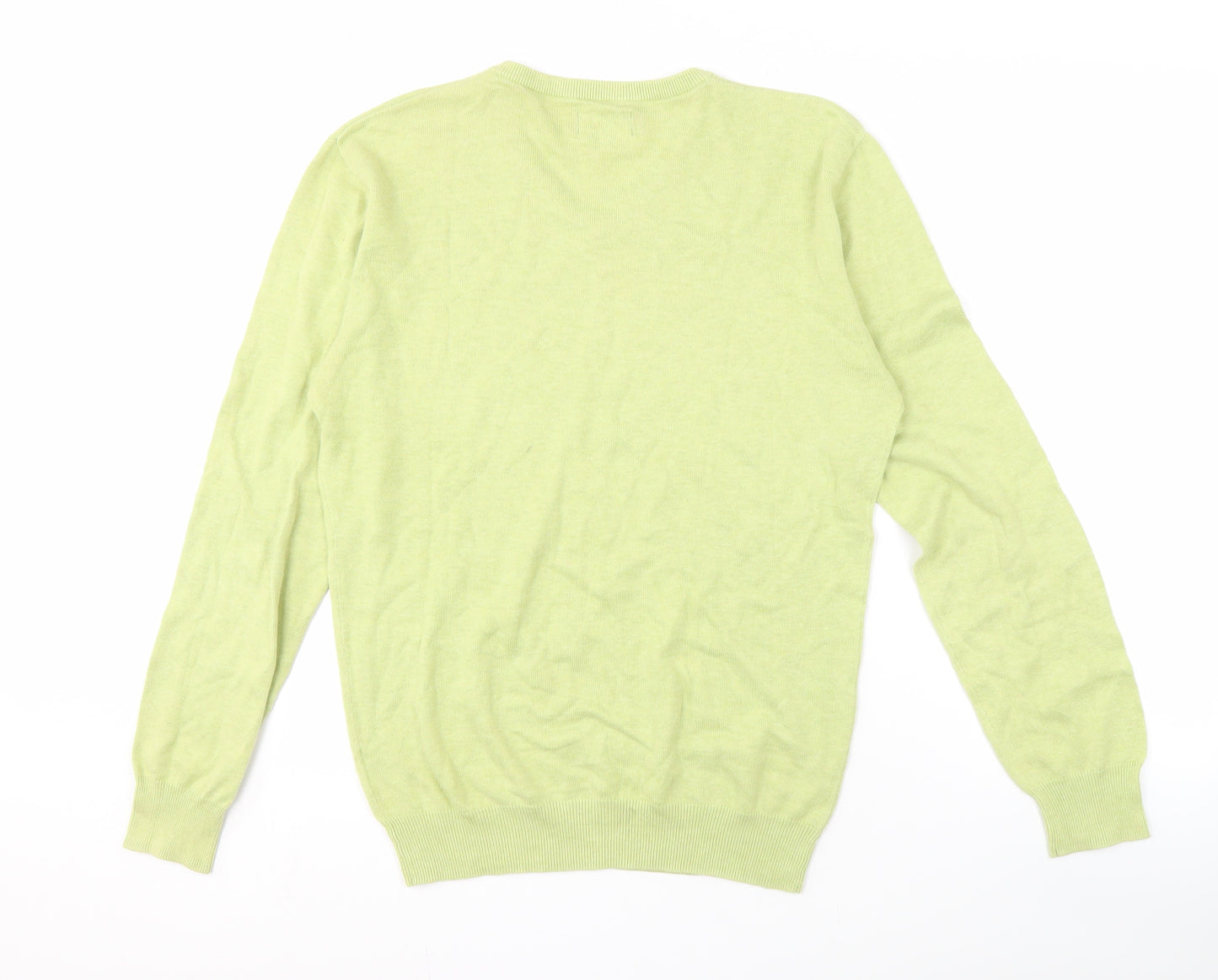 Jeff Banks Men's Green S V-Neck Cotton Pullover Jumper