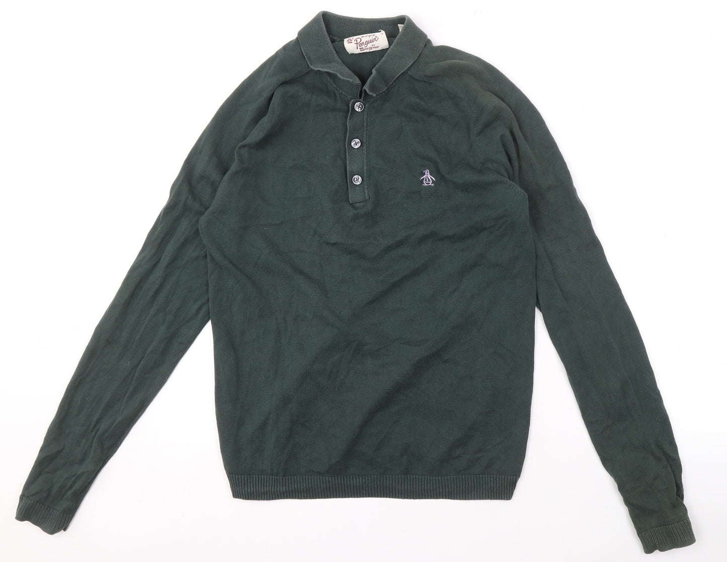 Penguin by Munsingwear Men's Green Henley Jumper