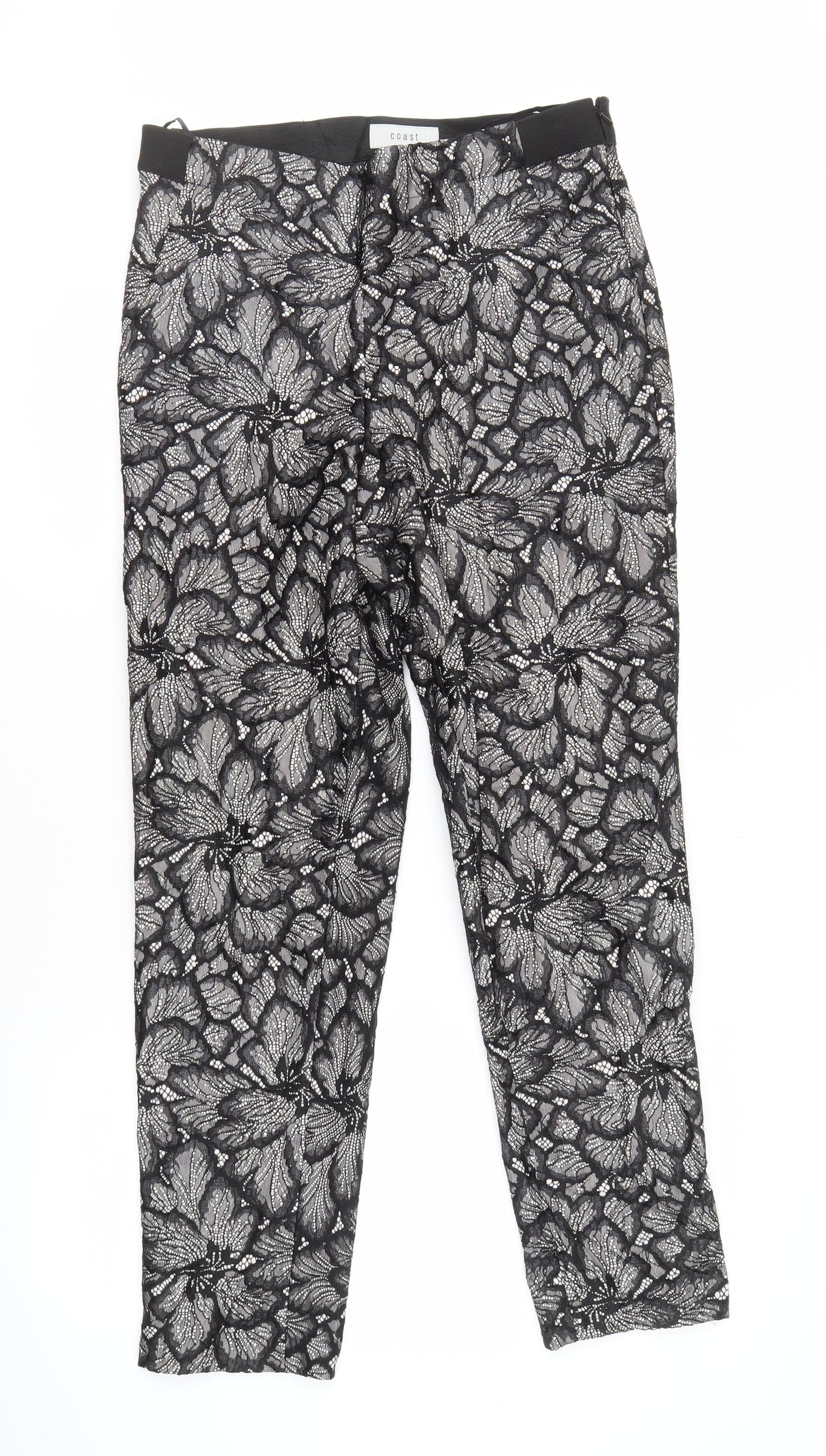 Coast Women's Black Floral Lace Trousers, Size 12