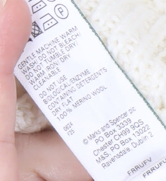 Jaeger Women's Ivory High Neck Wool Jumper M