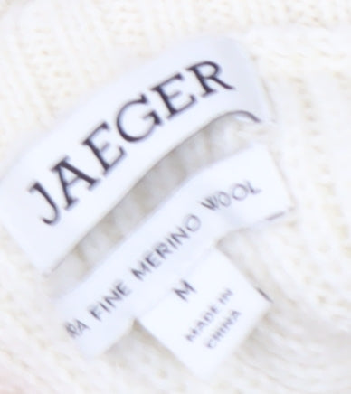Jaeger Women's Ivory High Neck Wool Jumper M