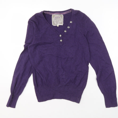 Minnow Women's Purple Henley Jumper Size 12