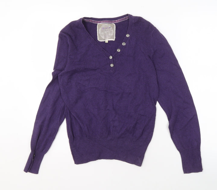 Minnow Women's Purple Henley Jumper Size 12