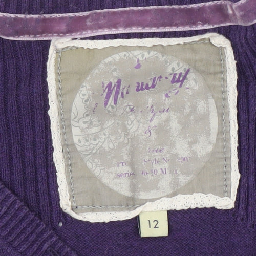 Minnow Women's Purple Henley Jumper Size 12