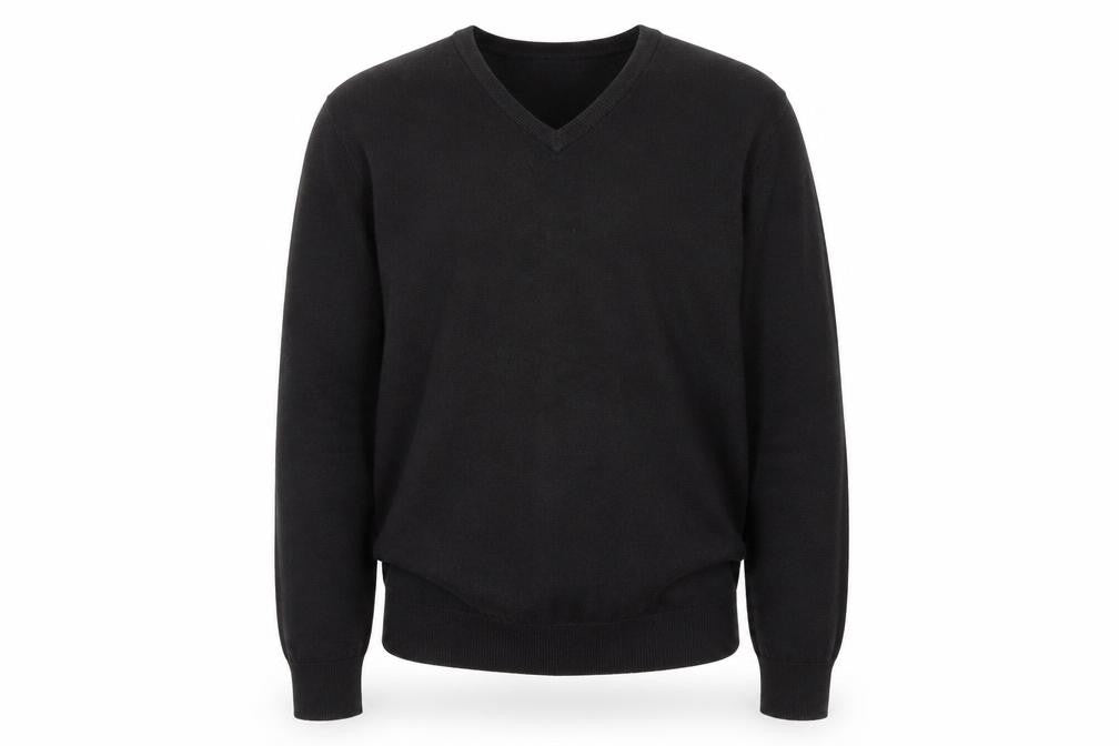 Front view of Greenwoods Escape Men's Black V-Neck Pullover M