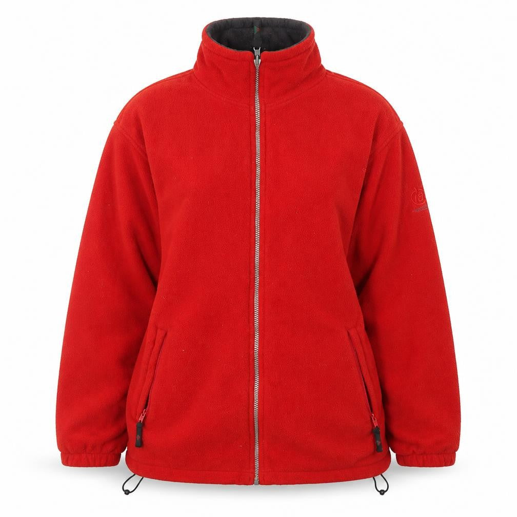Front view of Wynster unisex red fleece windbreaker jacket