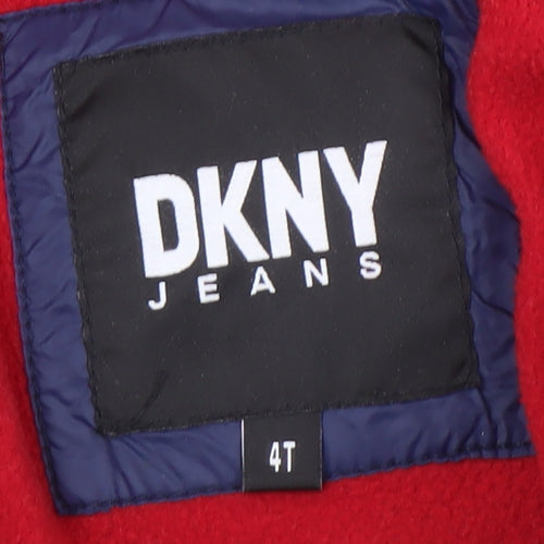 DKNY Boys' Colourblock Puffer Jacket, Hooded, Size 4 Plus