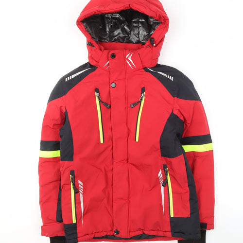 Zhong Guo Hu Boys Red Hooded Puffer Jacket