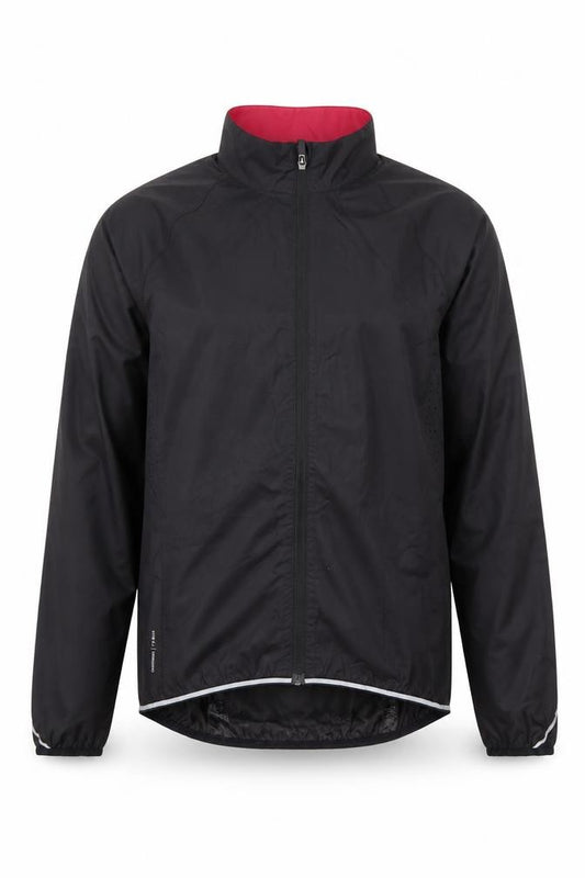 Front view of Decathlon unisex black cycling windbreaker m