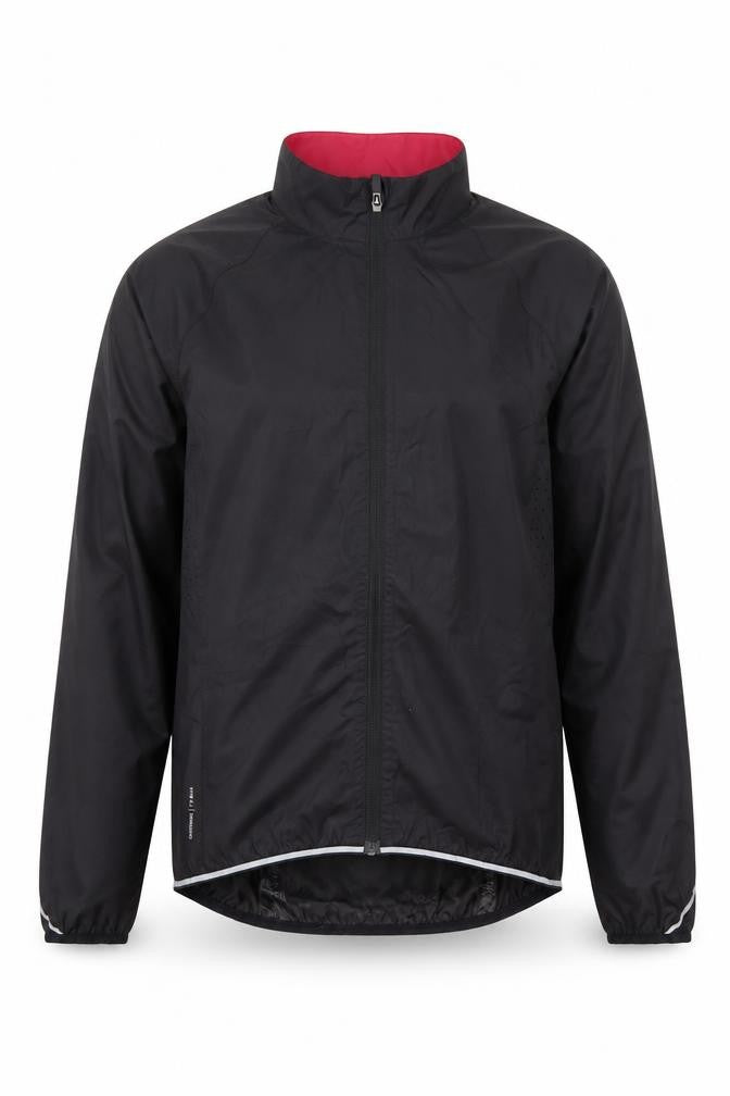 Front view of Decathlon unisex black cycling windbreaker m