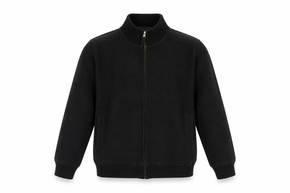 Front view of Dunnes Men's Black Fleece Jacket - Large, Casual Wear