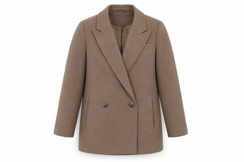 Front view of ASOS Women's Brown Mid-Length Overcoat, size 10