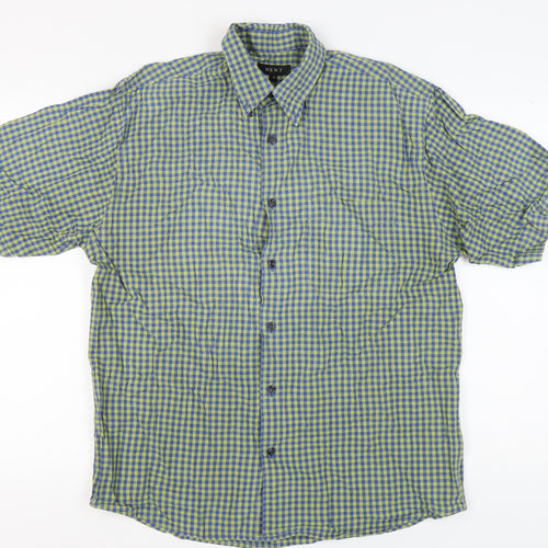 Next Men's M Blue Check Short Sleeve Shirt