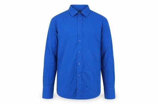 Front view of Dehavilland Men's Blue Formal Dress Shirt, size 43, - Elegant & Modern