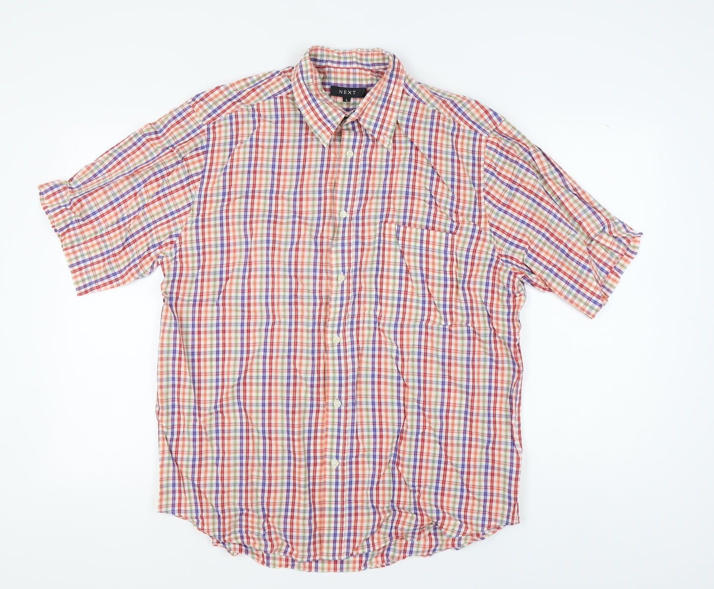 Next Men's Multicoloured L Check Button-Up Shirt