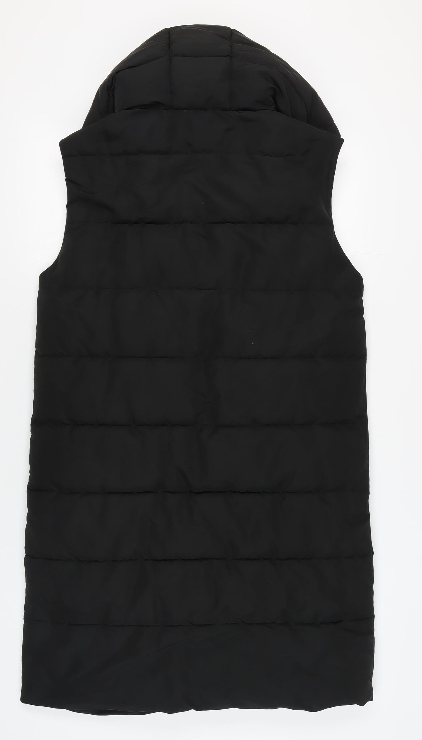 Stradivarius Women's Black Puffer Waistcoat, Size 8, Hooded