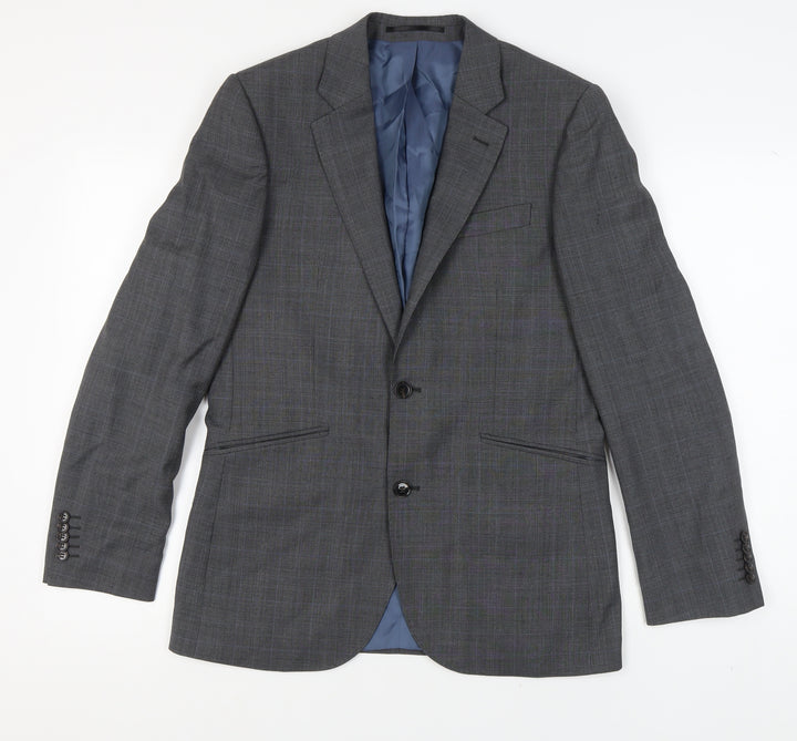 John Lewis Men's Grey Check Blazer, Size 38R, Wool