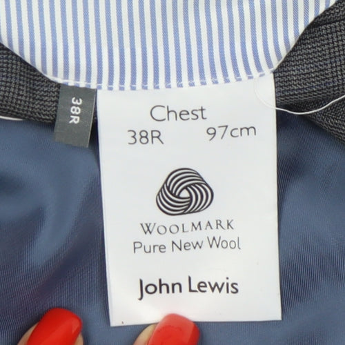 John Lewis Men's Grey Check Blazer, Size 38R, Wool