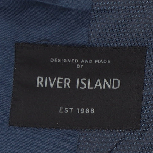 River Island Men's Grey Check Blazer 40R Classic Jacket