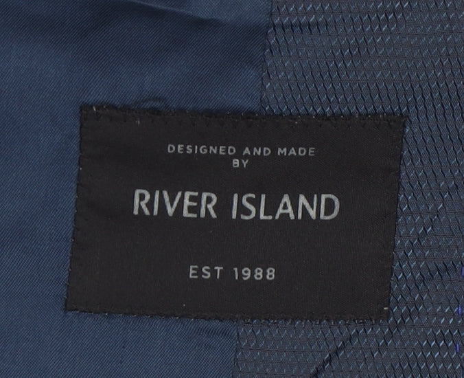 River Island Men's Grey Check Blazer 40R Classic Jacket