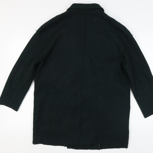 Zara Women's Black Wool Overcoat M - Elegant & Warm