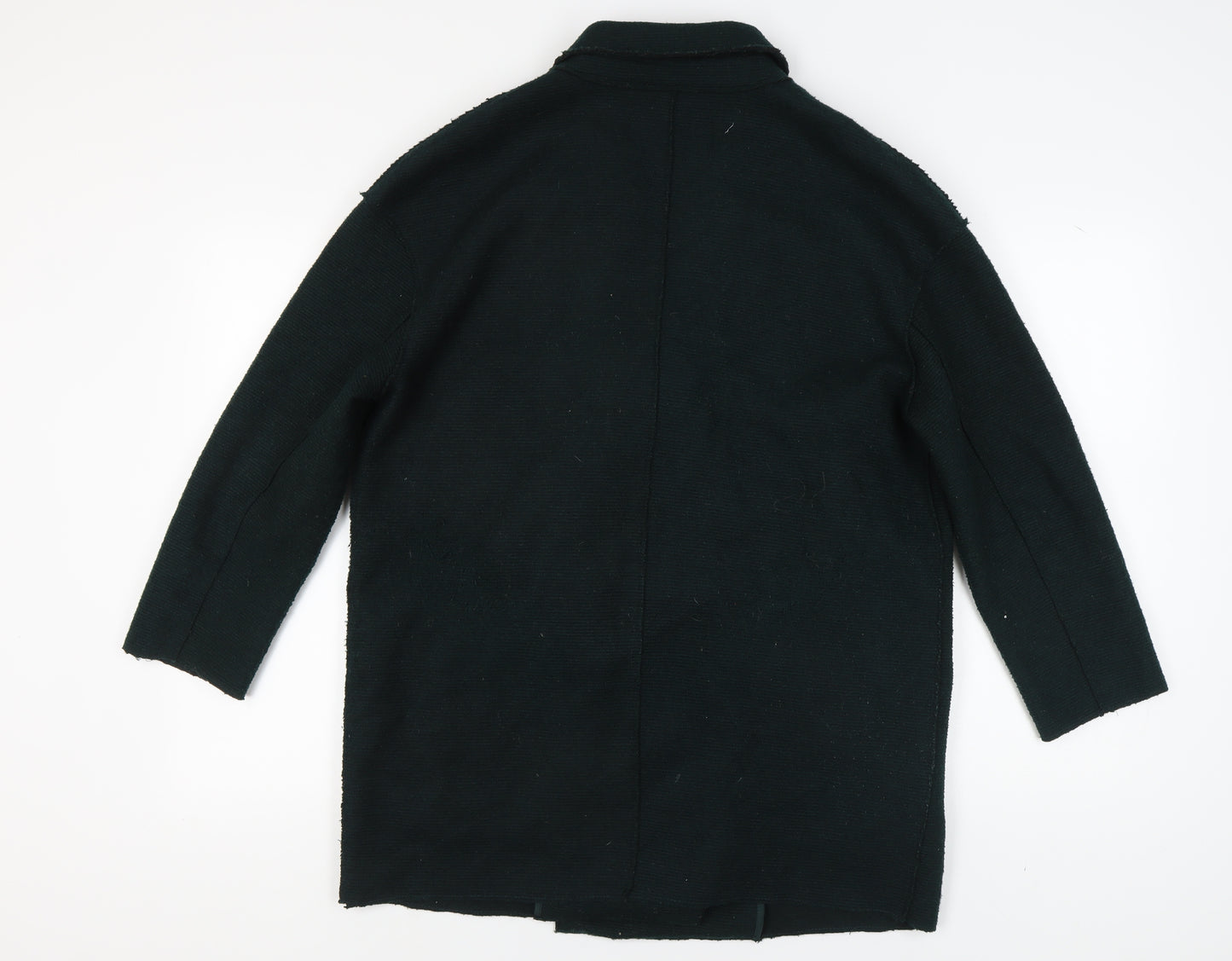 Zara Women's Black Wool Overcoat M - Elegant & Warm