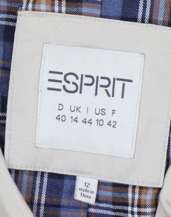 Esprit Women's Beige Trench Coat Size 12 Cotton Belted