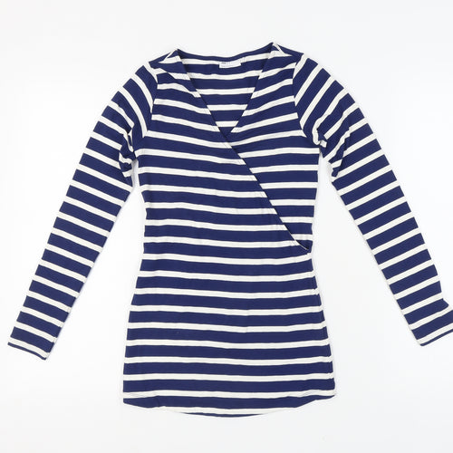 ASOS Women's Blue Striped V-Neck Blouse, Size 6