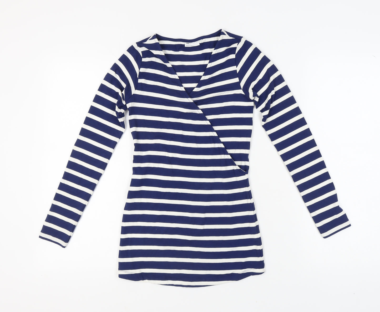 ASOS Women's Blue Striped V-Neck Blouse, Size 6