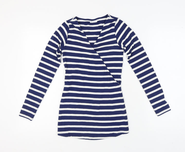 ASOS Women's Blue Striped V-Neck Blouse, Size 6