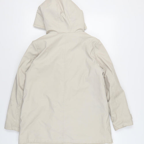 Zara Girls Beige Hooded Coat 11-12 Years Long Zipped Pockets