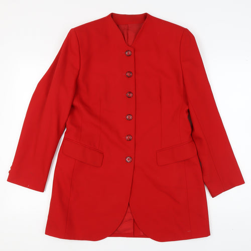 Marks and Spencer Red Wool Blazer, Women, Size 14, Long