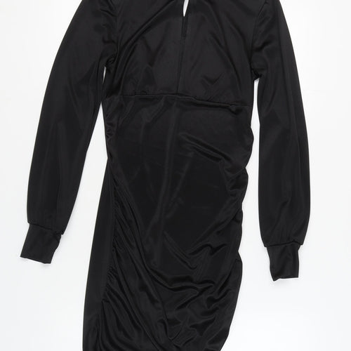 H&M Women Black Long Sleeve High Neck Dress M