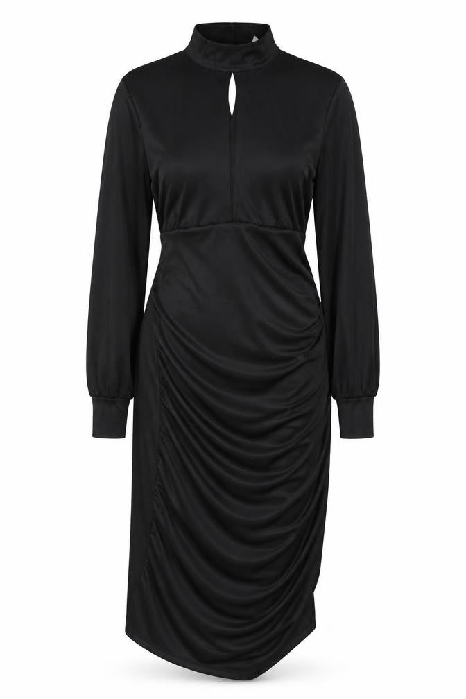 H&M Women Black Long Sleeve High Neck Dress M