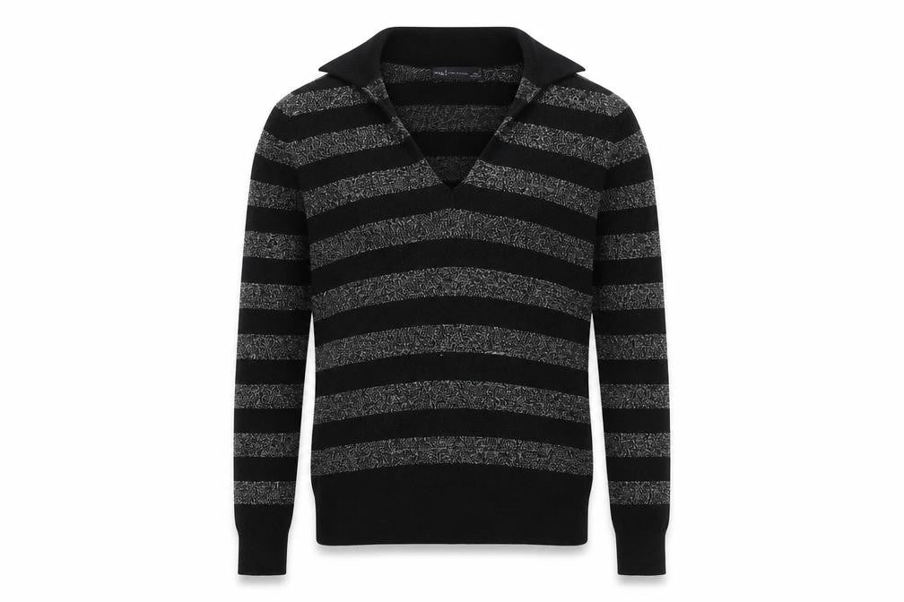 Front view of Marks & Spencer Women's Black Striped jumper -, size S