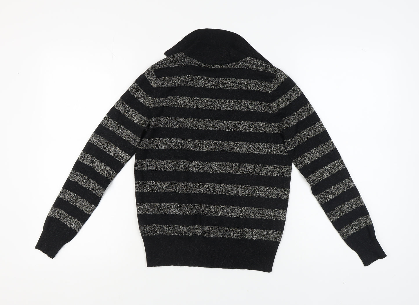 Marks and Spencer Women's Black Striped Pullover Jumper - Size S