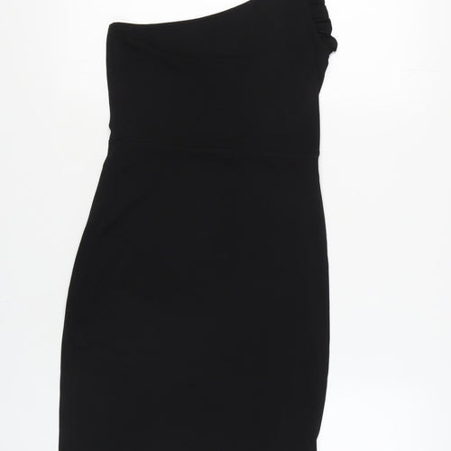H&M Women's Black One Shoulder Sheath Dress Size 8