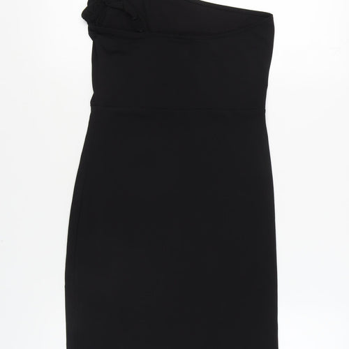 H&M Women's Black One Shoulder Sheath Dress Size 8