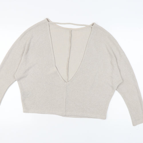 H&M Beige V-Neck Women’s Pullover Jumper M