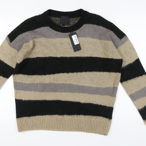 Mennace Unisex Striped Chunky Knit Jumper M