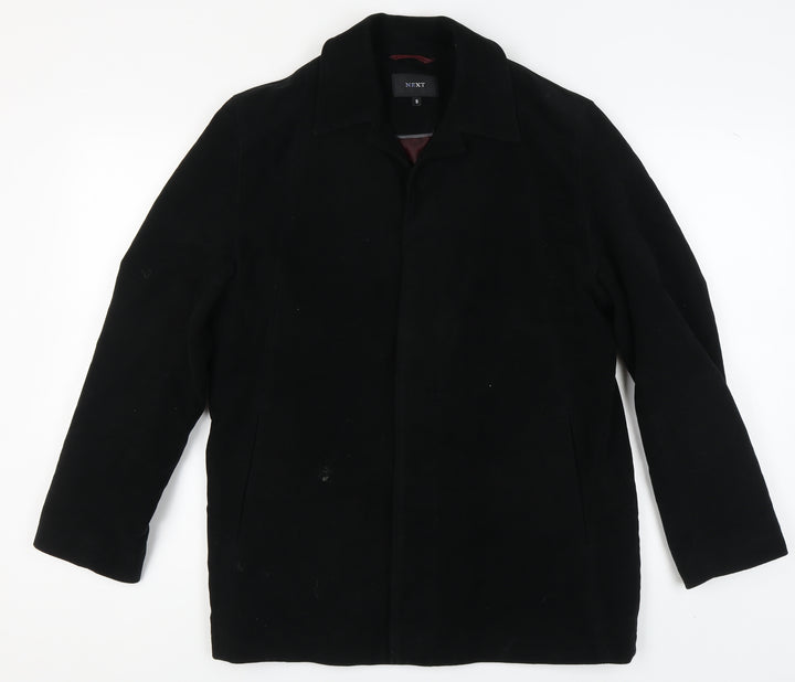 Next Men's Black Cotton Overcoat - Size S