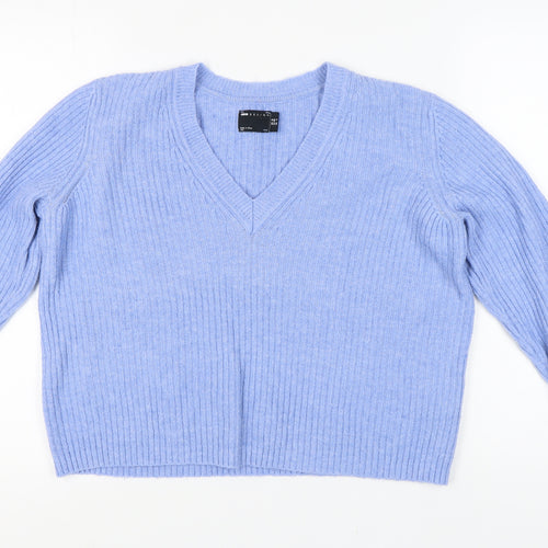 ASOS Design Women's Blue V-Neck Pullover Jumper, Size 10