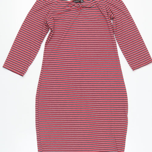 Boohoo Women's Striped Bodycon Dress, Size 16, Multicoloured
