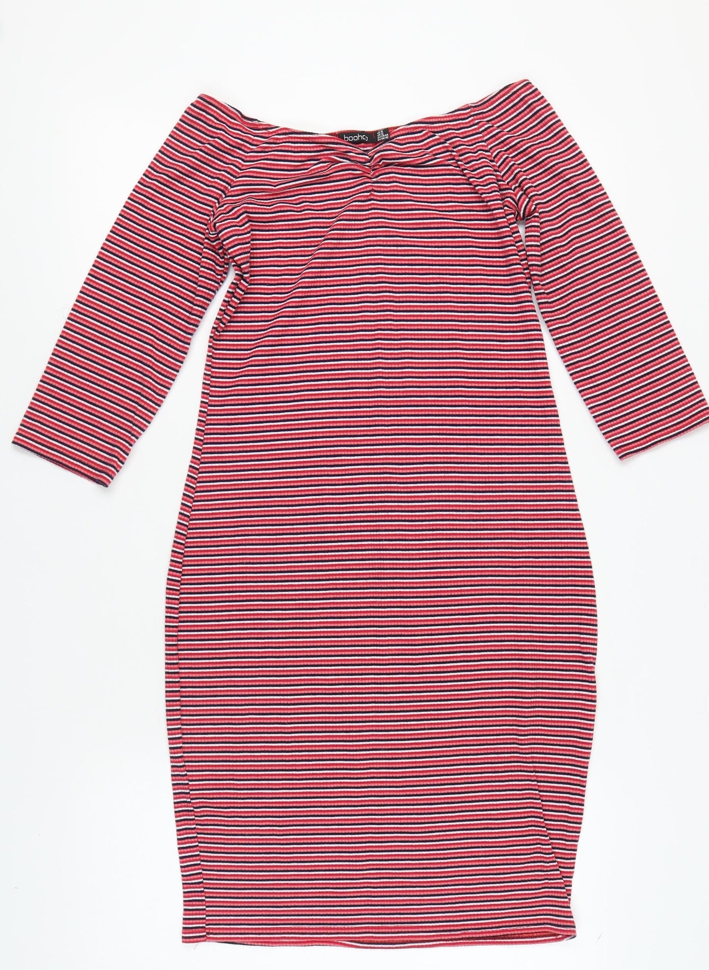 Boohoo Women's Striped Bodycon Dress, Size 16, Multicoloured